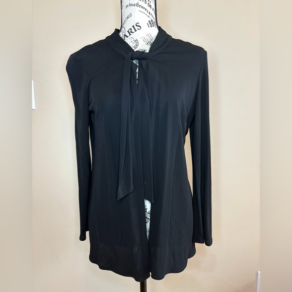 Oscar de la Renta Black tie front Petite Cardigan - Picture 3 of 10